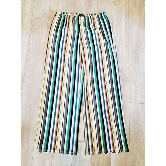 Melissa Paige L Multi Color Striped Elastic Boho Pants Size Large Funky 70's - Picture 3 of 7